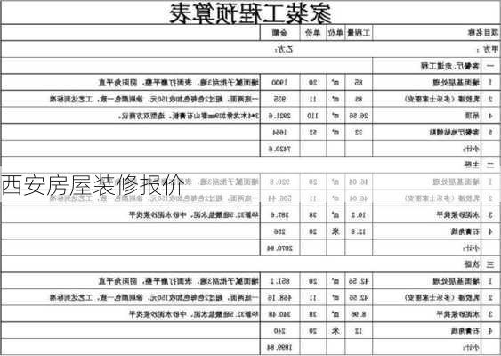 西安房屋装修报价