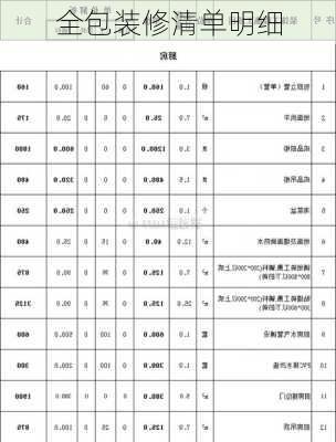 全包装修清单明细