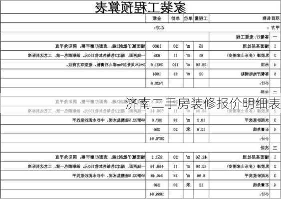 济南二手房装修报价明细表