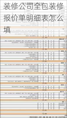 装修公司全包装修报价单明细表怎么填