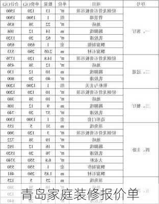 青岛家庭装修报价单