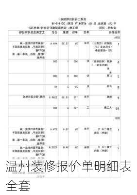 温州装修报价单明细表全套