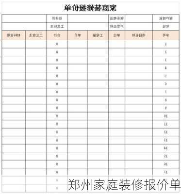 郑州家庭装修报价单