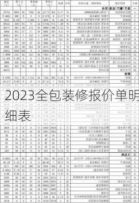 2023全包装修报价单明细表