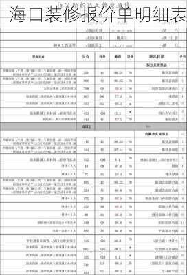 海口装修报价单明细表