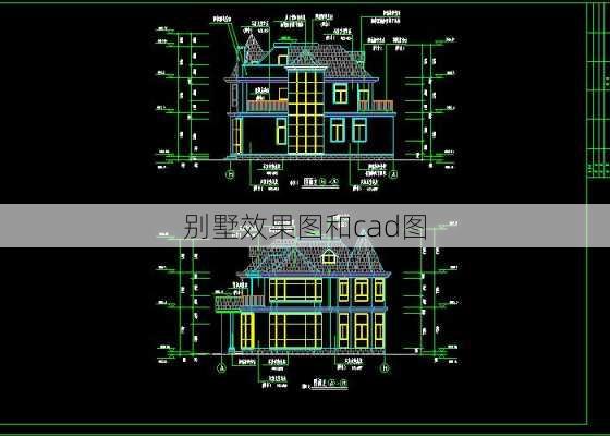 别墅效果图和cad图