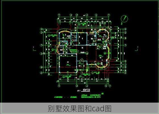 别墅效果图和cad图