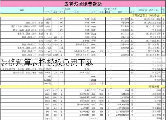 装修预算表格模板免费下载