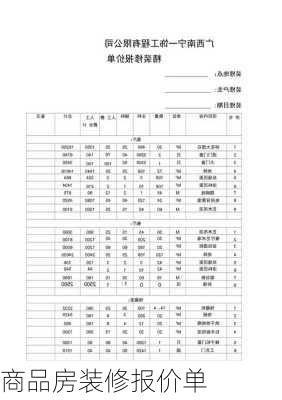 商品房装修报价单