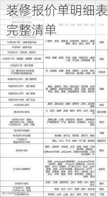 装修报价单明细表完整清单