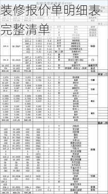 装修报价单明细表完整清单