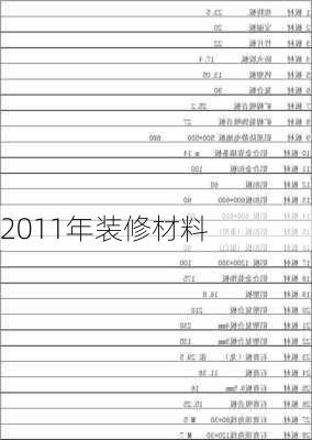 2011年装修材料