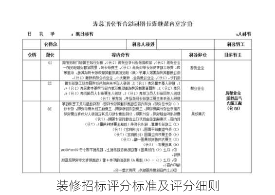 装修招标评分标准及评分细则