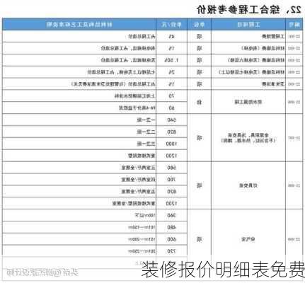 装修报价明细表免费