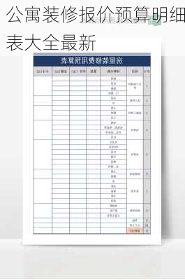 公寓装修报价预算明细表大全最新