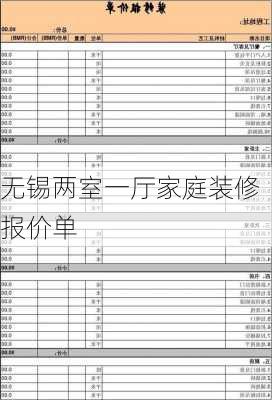 无锡两室一厅家庭装修报价单