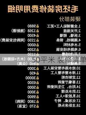 50平米 装修清单